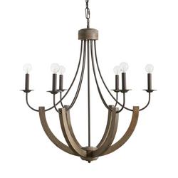 360W 6-Light Candelabra E-12 Incandescent Chandelier in Nordic Grey