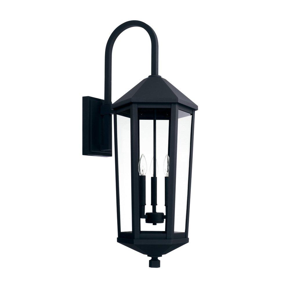 Capital Lighting Black 60W 3-Light Candelabra E-12 Incandescent Outdoor Wall Lantern 