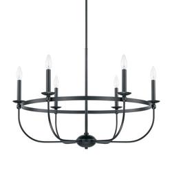 360W 6-Light Candelabra E-12 Incandescent Chandelier in Matte Black