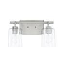 14-1/2 x 9-1/4 in. 100W 2-Light Medium E-26 Incandescent Vanity Fixture with Clear Seeded Glass in Brushed Nickel
