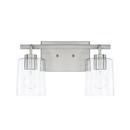 Capital Lighting Brushed Nickel 14-1/2 x 9-1/4 in. 100W 2-Light Medium E-26 Incandescent Vanity Fixture with Clear Seeded Glass 