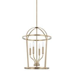60W 4-Light Candelabra E-12 Incandescent Foyer Lighting in Aged Brass