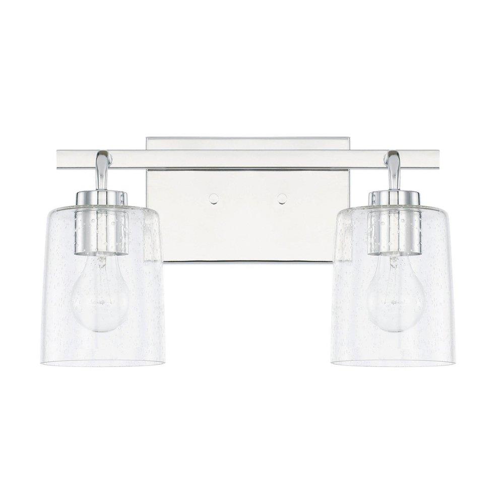 Capital Lighting Polished Chrome 14-1/2 x 9-1/4 in. 100W 2-Light Medium E-26 Incandescent Vanity Fixture with Clear Seeded Glass 