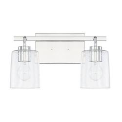 14-1/2 x 9-1/4 in. 100W 2-Light Medium E-26 Incandescent Vanity Fixture with Clear Seeded Glass in Polished Chrome