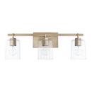 Capital Lighting Aged Brass 14-1/2 x 9-1/4 in. 300W 3-Light Medium E-26 Incandescent Vanity Fixture with Clear Seeded Glass 