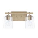 Capital Lighting Aged Brass 14-1/2 x 9-1/4 in. 100W 2-Light Medium E-26 Incandescent Vanity Fixture with Clear Seeded Glass 