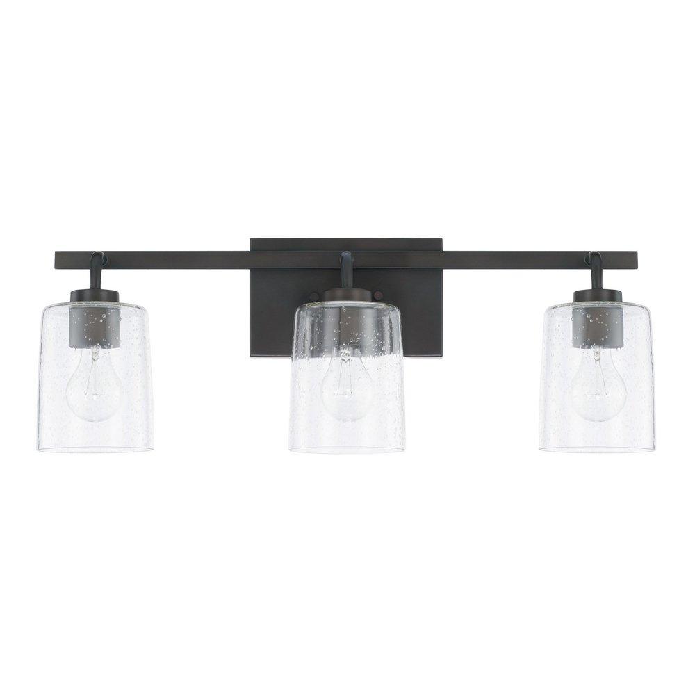 Capital Lighting Bronze 14-1/2 x 9-1/4 in. 300W 3-Light Medium E-26 Incandescent Vanity Fixture with Clear Seeded Glass 