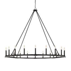 60W 20-Light Candelabra E-12 Incandescent Chandelier in Black Iron
