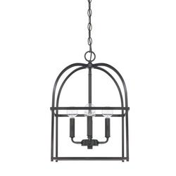 240W 4-Light Candelabra E-12 Incandescent Foyer Lighting in Matte Black