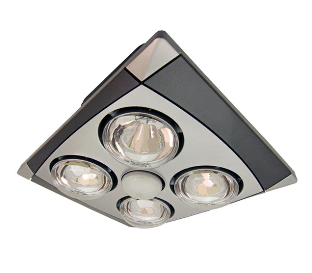 Aero Pure Matte Silver Very Quiet Bathroom Heater Fan in Matte Silver with Chrome 