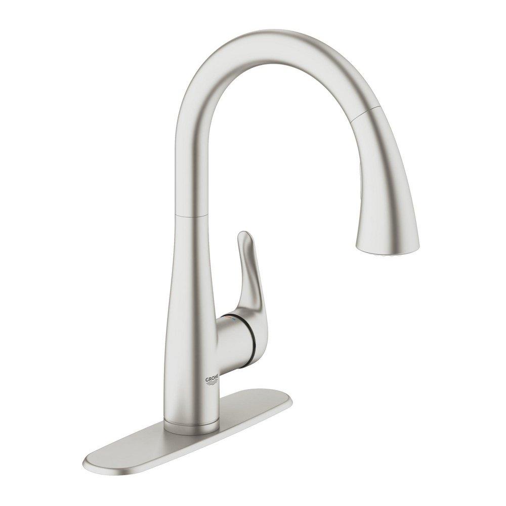 GROHE SuperSteel Infinity&trade; Single Handle Pull Down Kitchen Faucet 