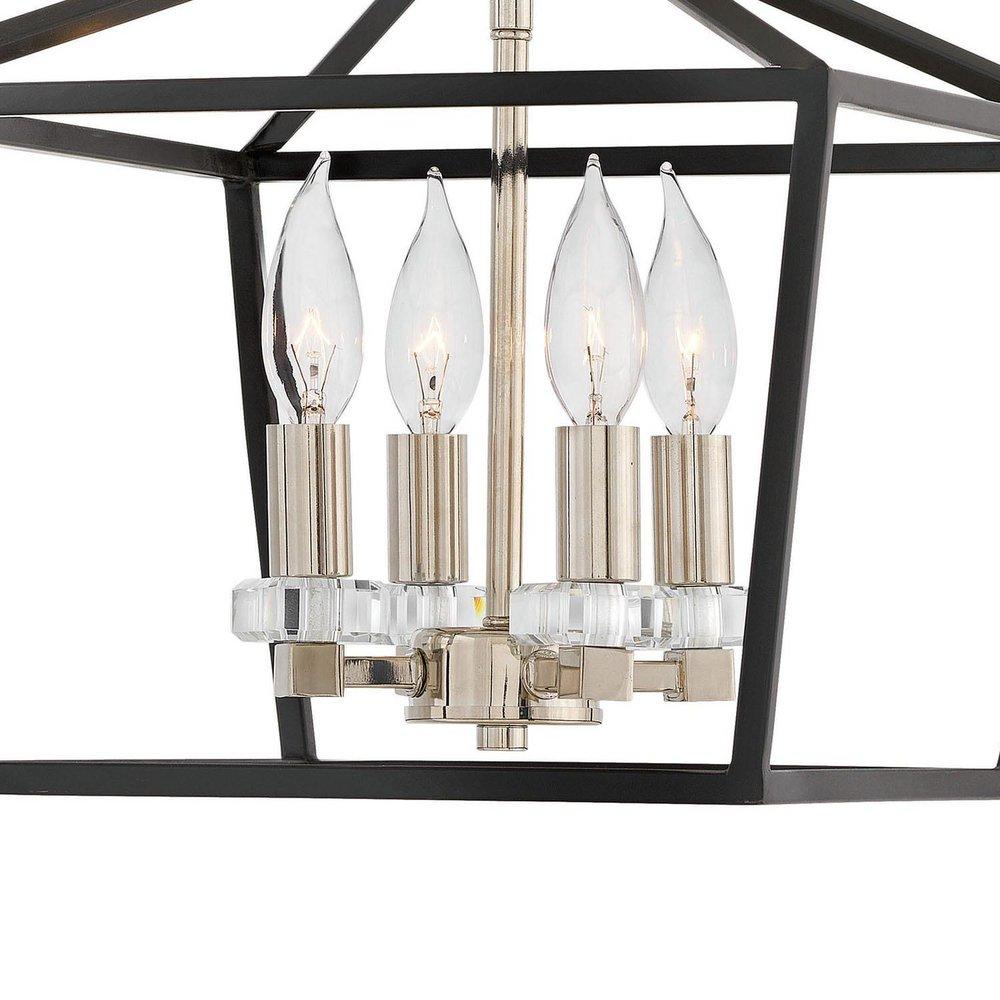 Hinkley Black/Polished Nickel 60W 4-Light Candelabra E-12 Semi-flush Mount Ceiling Fixture 