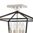 Hinkley Black/Polished Nickel 60W 4-Light Candelabra E-12 Semi-flush Mount Ceiling Fixture 