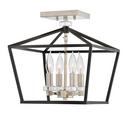 Hinkley Black/Polished Nickel 60W 4-Light Candelabra E-12 Semi-flush Mount Ceiling Fixture 