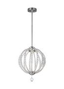 14 in. 14W 1-Light Integrated LED Pendant in Satin Nickel