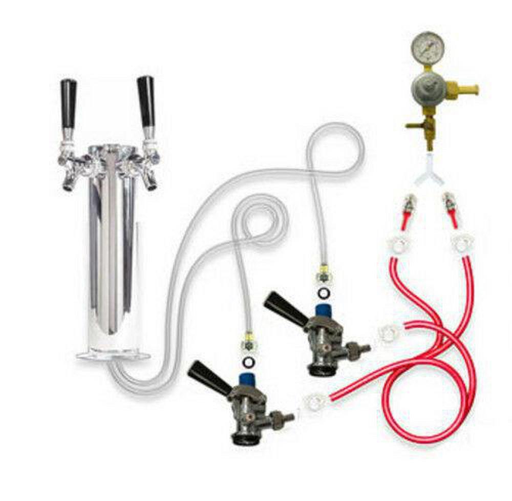Taprite Stainless Steel Kegerator Tower Conversion Kit for Dual Tap Configuration 
