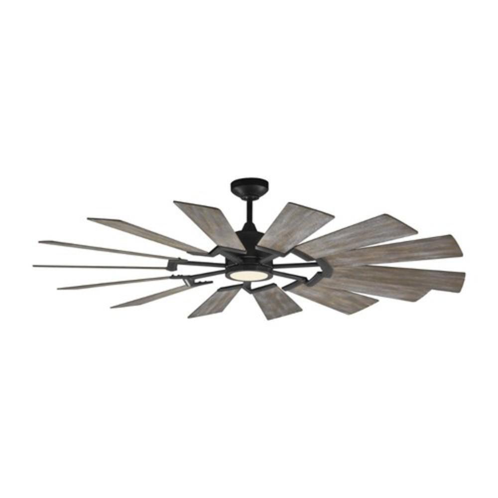 Visual Comfort & Co. Fan Aged Pewter 34.24W 14-Blade Ceiling Fan with 62 in. Blade Span and 1-Light LED 