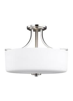3?Light Medium Square Semi?Flush Mount in Brushed Nickel