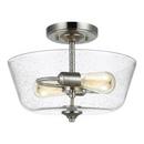 10-3/8 in. 150W 2-Light Medium E-26 Semi-Flush Mount Ceiling Fixture with Clear Seeded Glass in Brushed Nickel