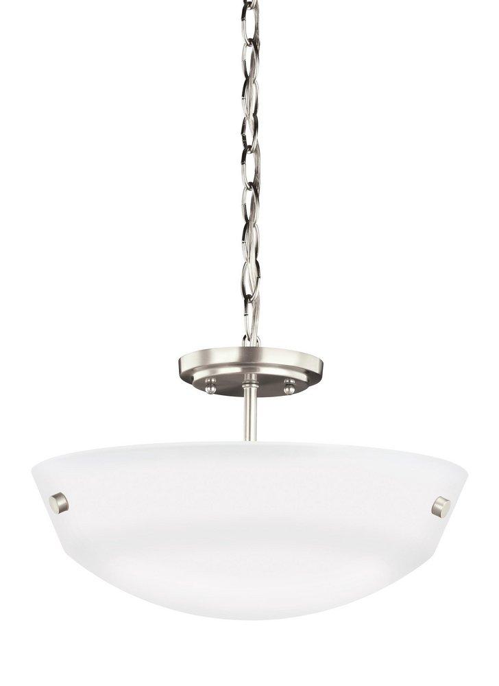 Visual Comfort & Co. Generation Lighting Brushed Nickel TWO LIGHT SEMI-FLUSH CONVERTIBLE PENDANT 