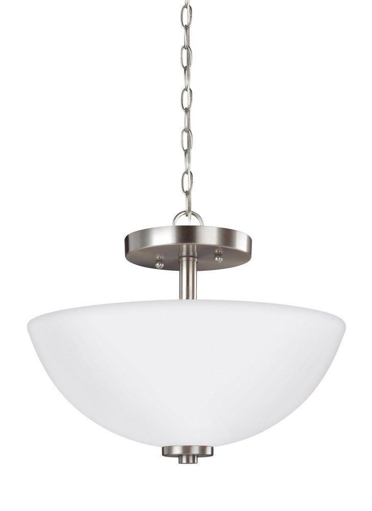 Visual Comfort & Co. Generation Lighting Brushed Nickel TWO LIGHT SEMI-FLUSH CONVERTIBLE PENDANT 