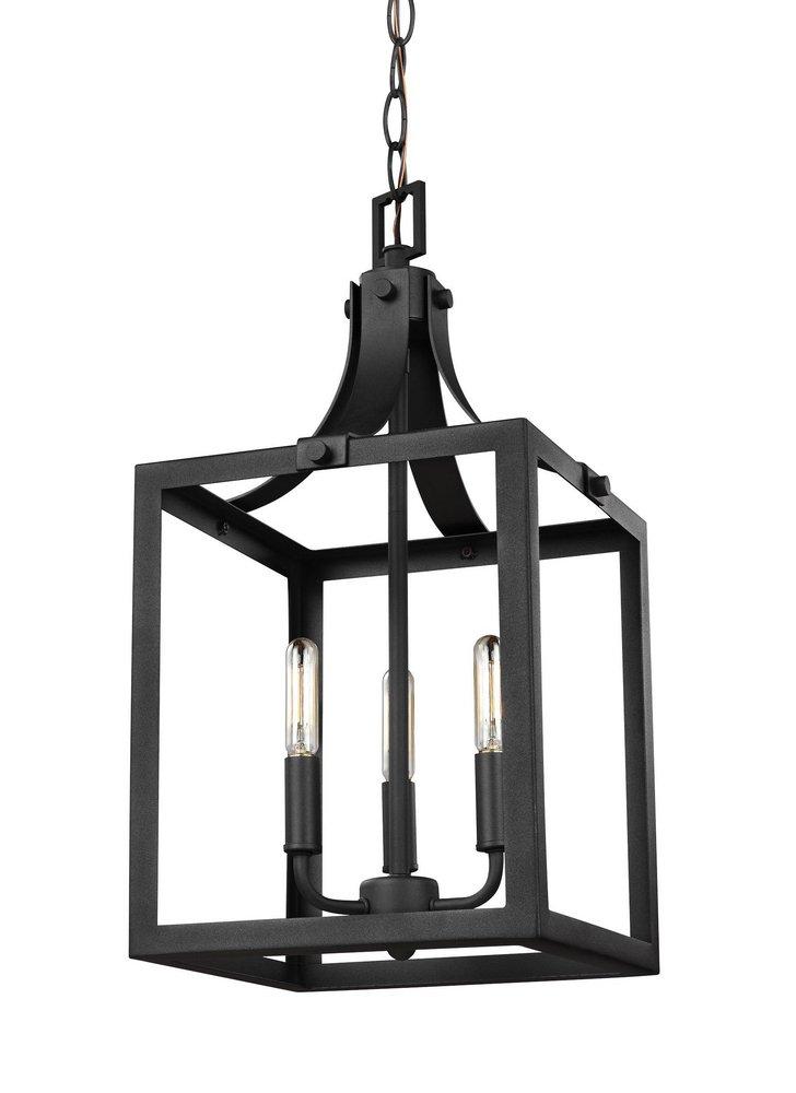 Visual Comfort & Co. Generation Lighting Black 180W 3-Light Incandescent Small Hall or Foyer Pendent 