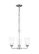 300W 3 Light 17.88in.  Chandelier with Satin Etched Glass Shades in Chrome 