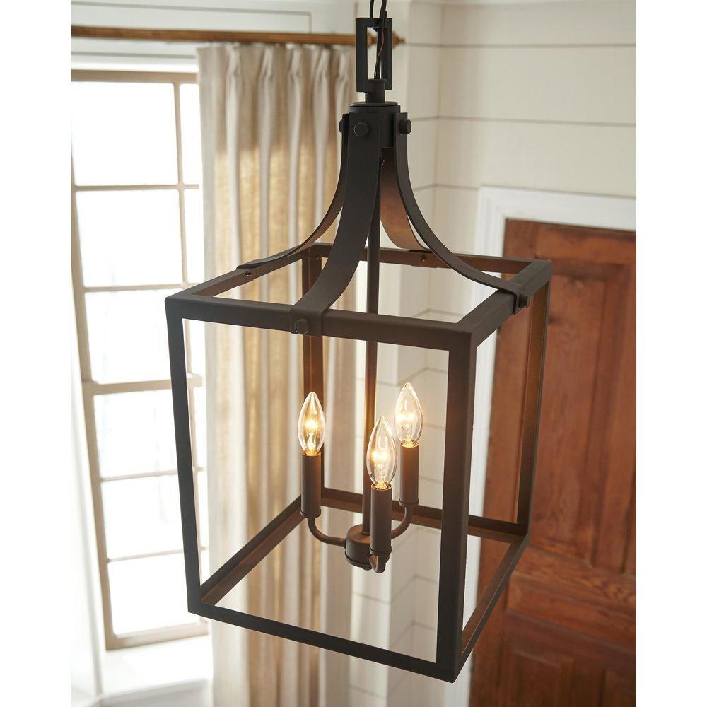 Visual Comfort & Co. Generation Lighting Black 240W 4-Light Candelabra E-12 LED Torpedo Large Hall or Foyer Lighting 