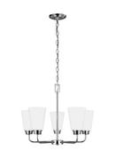 500W 5 Light 20.38in.  Chandelier with Satin Etched Glass Shades in Chrome 