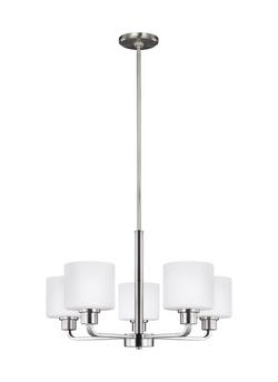 500W 5-Light Chandelier in Brushed Nickel