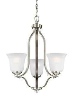 19-1/2 in. 100W 3-Light Medium E-26 Incandescent Chandelier in Brushed Nickel