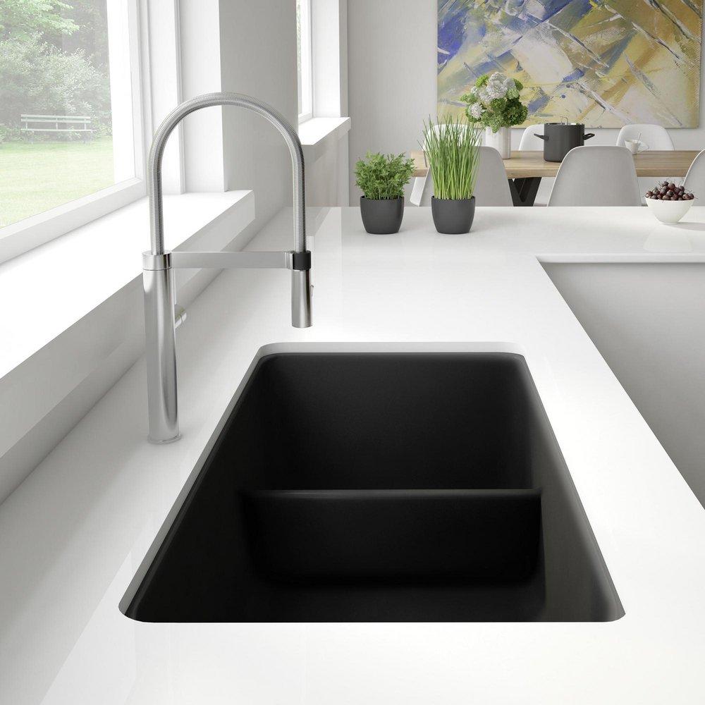 BLANCO Anthracite 33 x 18 in. No Hole Composite Double Bowl Undermount Kitchen Sink 