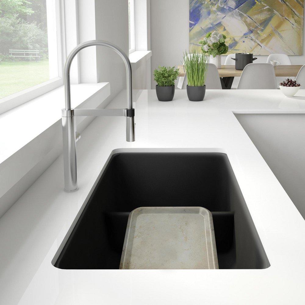 BLANCO Anthracite 33 x 18 in. No Hole Composite Double Bowl Undermount Kitchen Sink 