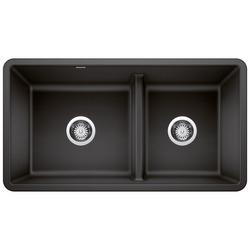 33 in. Undermount Silgranit Double Bowl Kitchen Sink in Anthracite