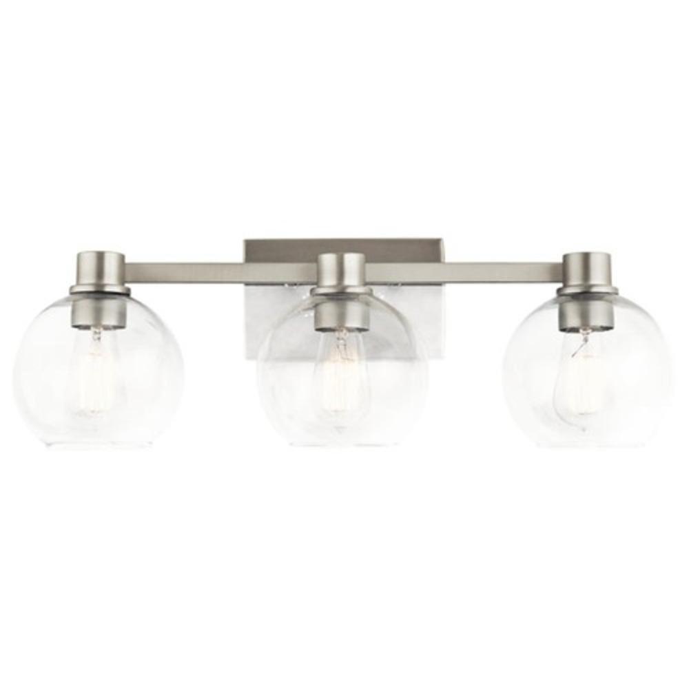 Kichler Lighting Brushed Nickel 24-1/2 x 8-1/4 in. 225W 3-Light Medium E-26 Incandescent Vanity Fixture with Clear Glass 
