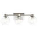 24-1/2 x 8-1/4 in. 225W 3-Light Medium E-26 Incandescent Vanity Fixture with Clear Glass in Brushed Nickel