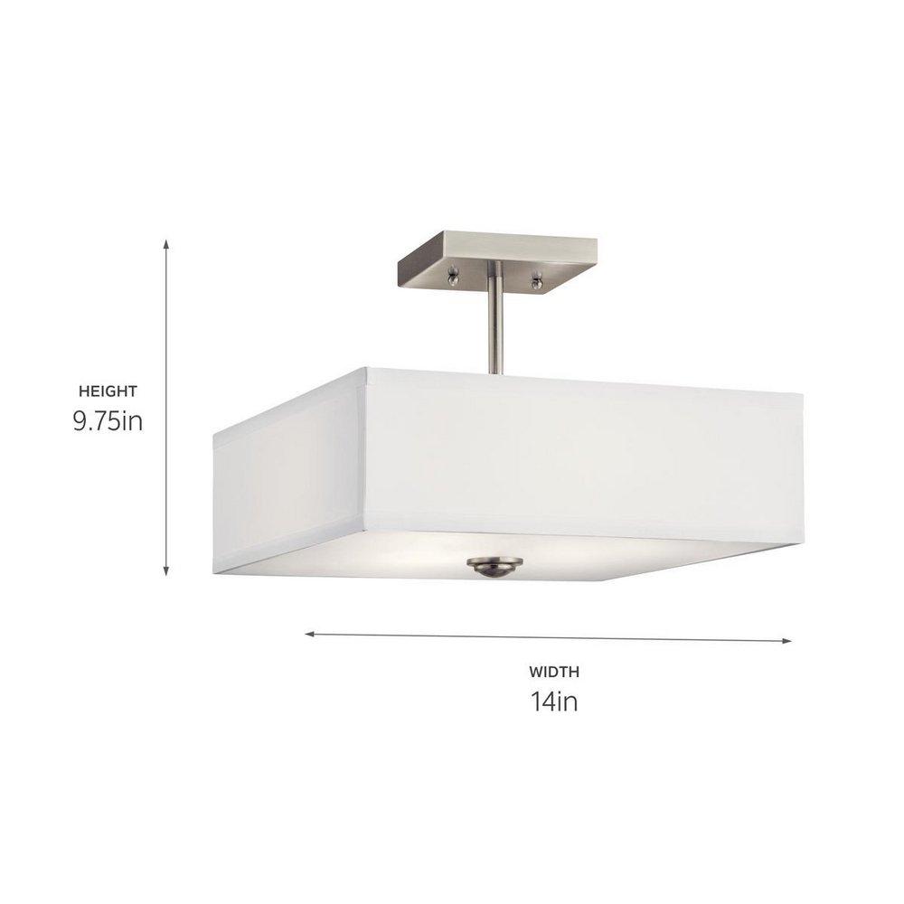 Kichler Lighting Brushed Nickel 75W 3-Light Medium E-26 Incandescent Semi-Flush Mount Ceiling Fixture 