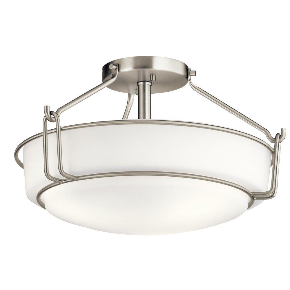 Kichler Lighting Brushed Nickel 75W 3-Light Medium E-26 Incandescent Semi-Flush Mount Ceiling Fixture 