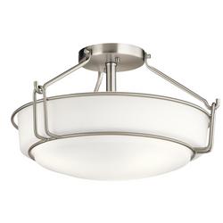 75W 3-Light Medium E-26 Incandescent Semi-Flush Mount Ceiling Fixture in Brushed Nickel