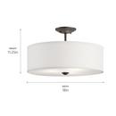 Kichler Lighting Olde Bronze 75W 3-Light Medium E-26 Incandescent Semi-Flush Mount Ceiling Fixture 