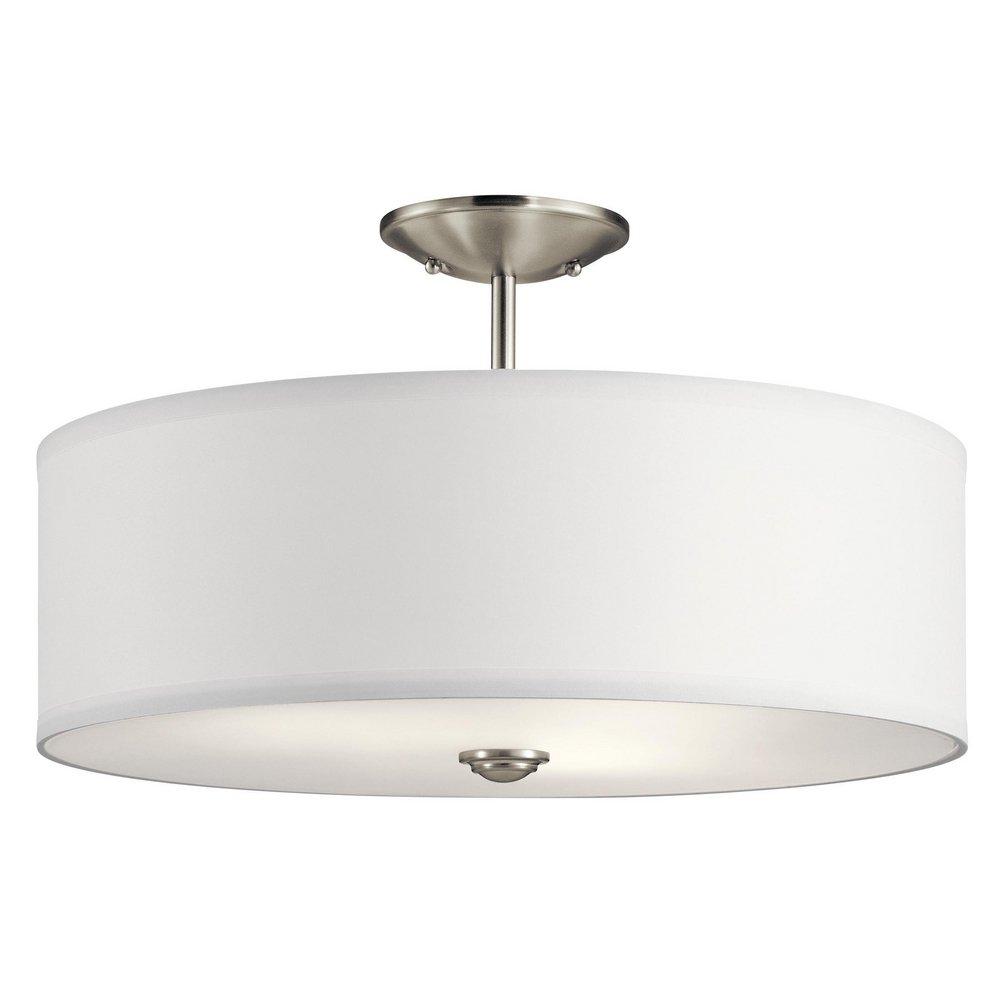 Kichler Lighting Brushed Nickel 75W 3-Light Medium E-26 Incandescent Semi-Flush Mount Ceiling Fixture 