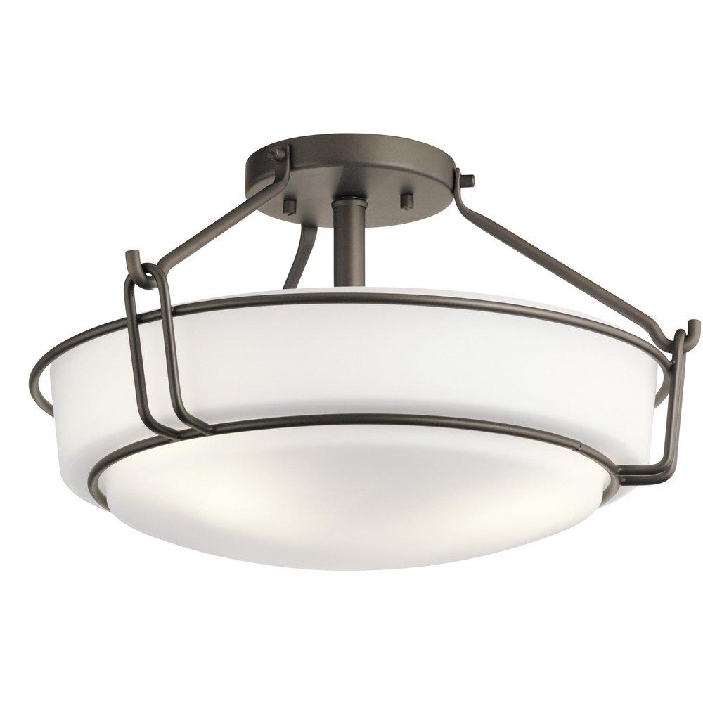 Kichler Lighting Olde Bronze 75W 3-Light Medium E-26 Incandescent Semi-Flush Mount Ceiling Fixture 