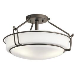 75W 3-Light Medium E-26 Incandescent Semi-Flush Mount Ceiling Fixture in Olde Bronze