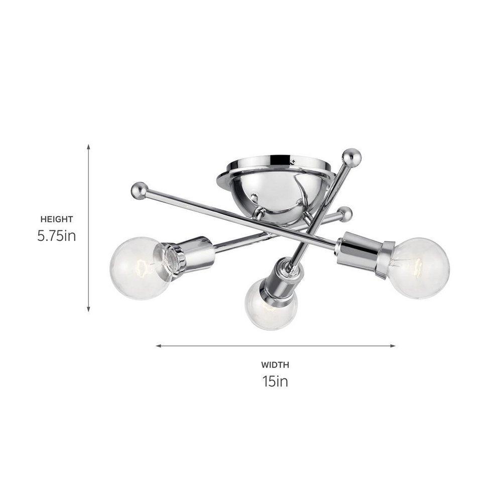 Kichler Lighting Chrome 3-Light Flush Mount Ceiling Fixture 
