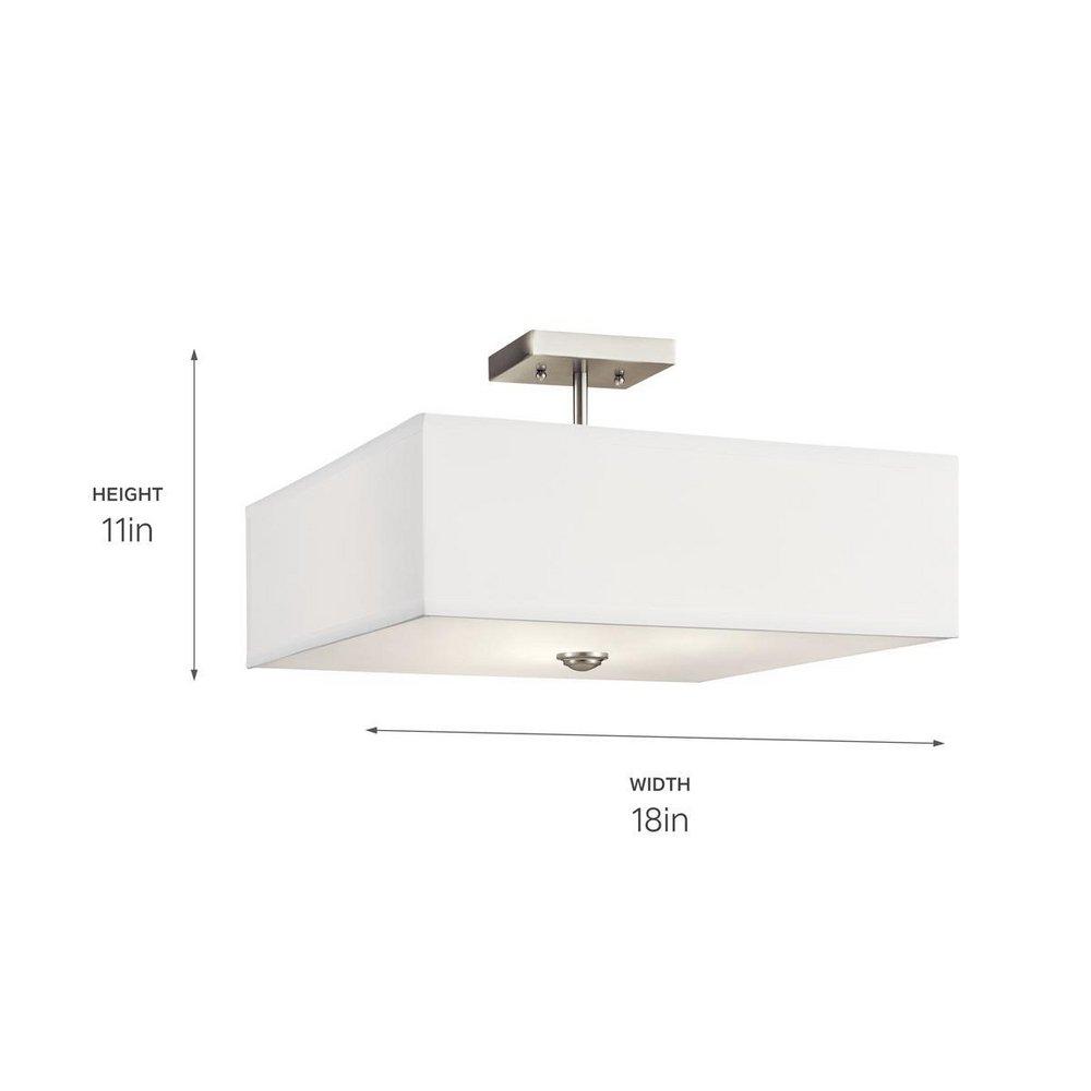 Kichler Lighting Brushed Nickel 75W 3-Light Medium E-26 Incandescent Semi-Flush Mount Ceiling Fixture 