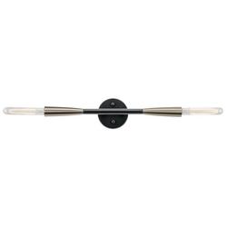 60W 2-Light Medium E-26 Incandescent Wall Sconce in Black