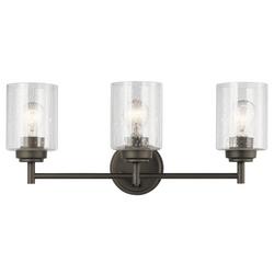 21-1/2 x 9-1/4 in. 225W 3-Light Medium E-26 Incandescent Vanity Fixture with Clear Seeded Glass in Olde Bronze