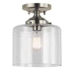 75W 1-Light Medium E-26 Incandescent Semi-Flush Mount Ceiling Fixture in Brushed Nickel