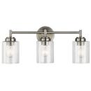 21-1/2 x 9-1/4 in. 225W 3-Light Medium E-26 Incandescent Vanity Fixture with Clear Seeded Glass in Brushed Nickel