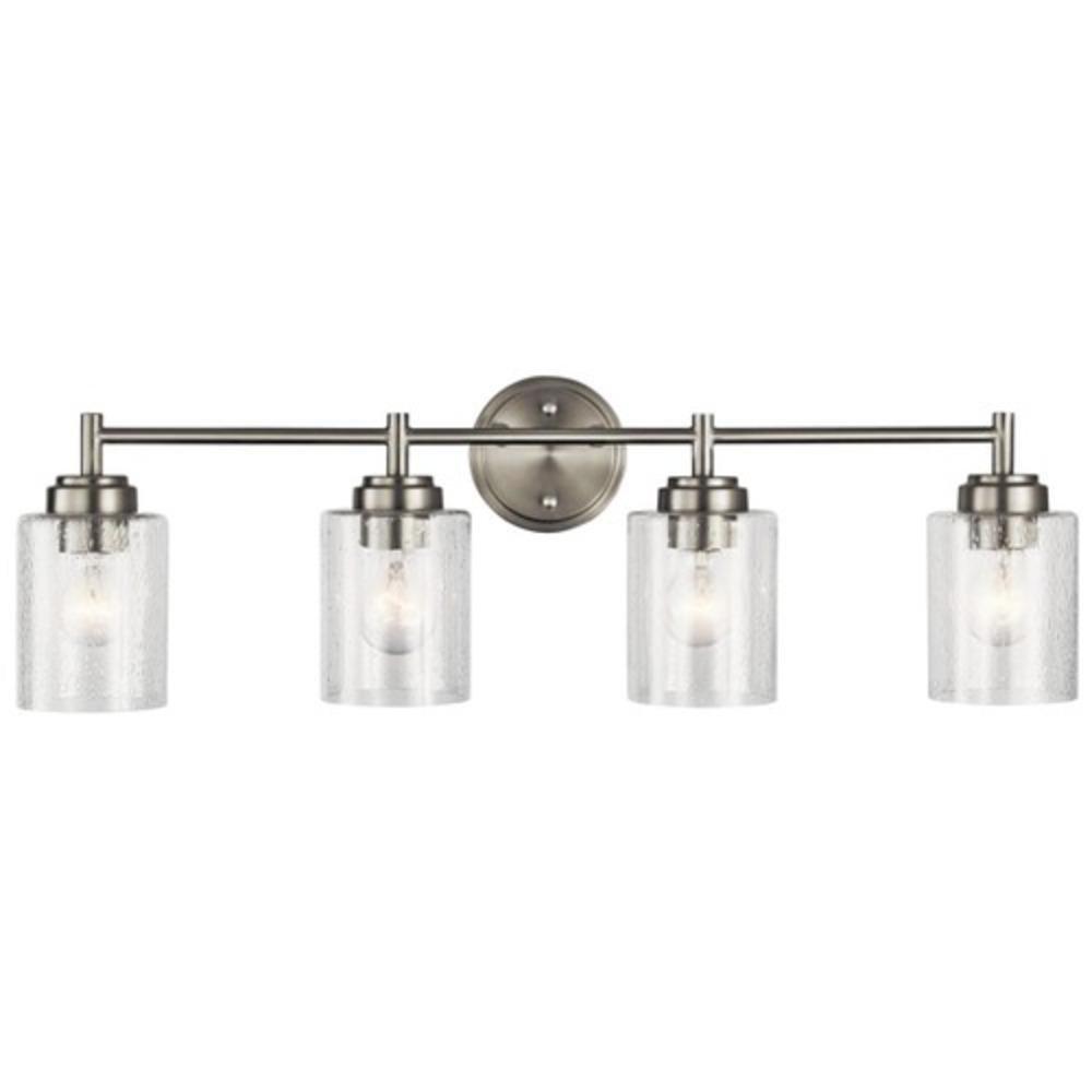 Kichler Lighting Brushed Nickel 30 x 9-1/4 in. 300W 4-Light Medium E-26 Incandescent Vanity Fixture with Clear Seeded Glass 